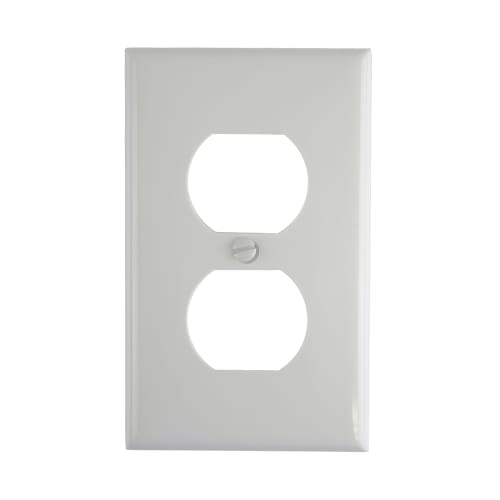 Leviton Duplex Receptacle Wall Plate, 1 Gang, White